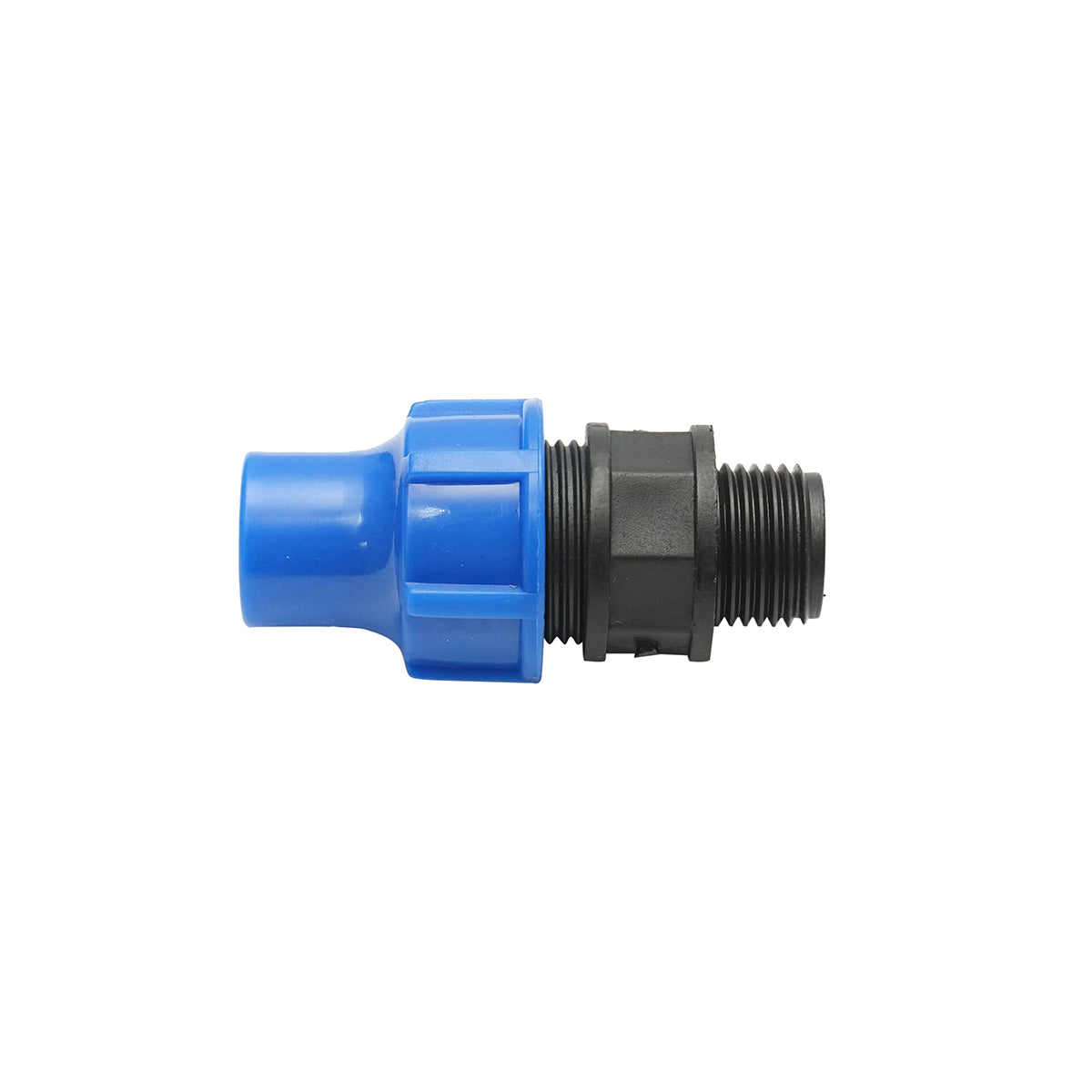 Connection fitting for drip tube with external thread D16mmx1/2 inch, for irrigation systems